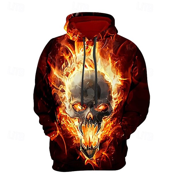  Homens Caveiras Estampas Abstratas Moletom Moletons Moletom Manga Longa Moletom com capuz Com Capuz Designer Impressão 3D Diário Esportes Vinho Imprimir Primavera & Outono Designer