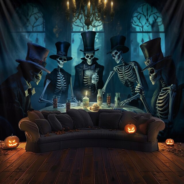 Halloween Decorations Skulls Party Hanging Tapestry Wall Art Large Tapestry Mural Decor Photograph Backdrop Blanket Curtain Home Bedroom Living Room Decoration 13