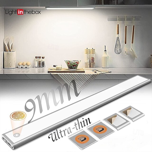 Under Cabinet Lighting, PIR Motion Sensor Cabinet Light, Under Cabinet Light, USB Rechargeable, Touch Switch Wireless Closet Light, Tri-color Cabinet Light for Bedroom, Wardrobe, Kitchen, Stairs 15