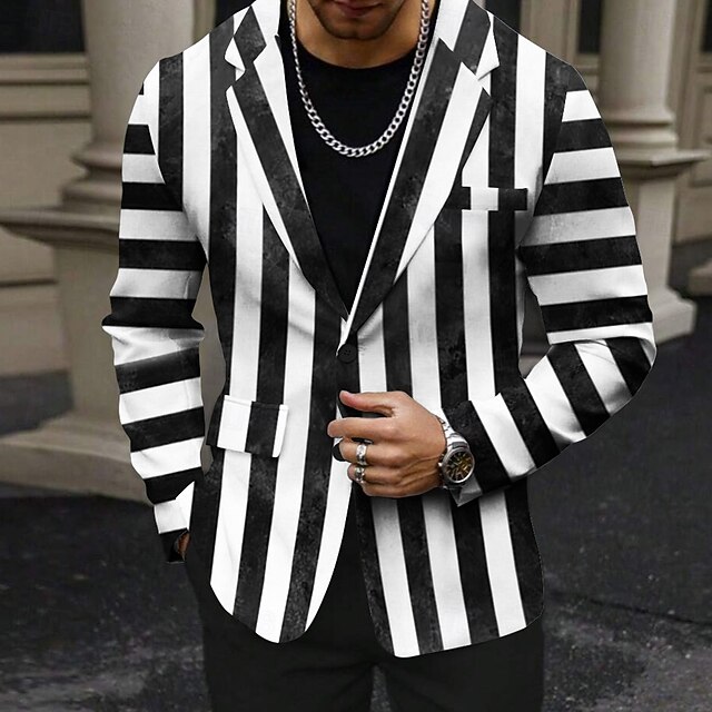 kentucky  derby Men's Striped Long Sleeve Turndown Business Casual Party Evening Wear Daily Buttons 3D Print Multi Pocket4