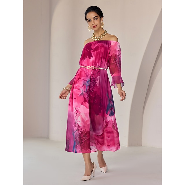 Women's Red Off The Shoulder Floral Dress main image 0