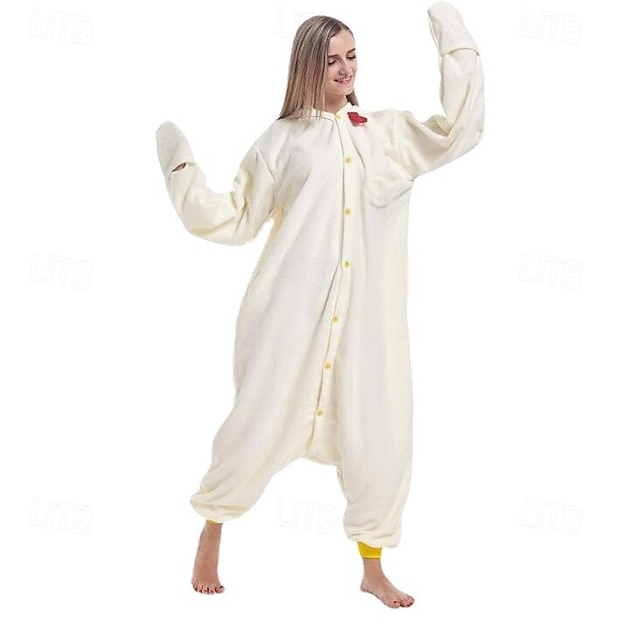  Adults' Animal Onesie Costume Carnival Costume Cartoon Cock / Chicken Onesie Pajamas Kigurumi Pajamas Charm Funny Costume For Men and Women Carnival Cartoon