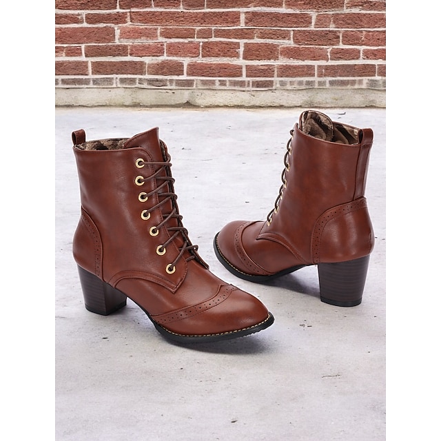 Women's Brown LaceUp Victorian Boots with MidHeel Ideal for Casual — free download