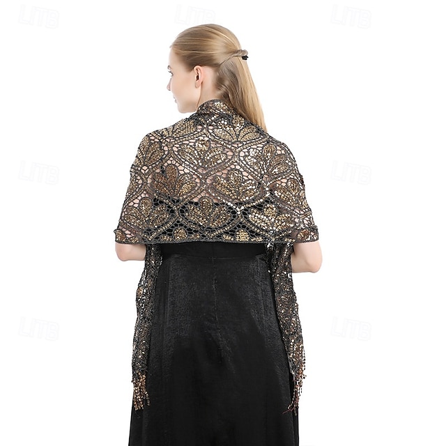  elegantní flitrový střapec šátek společenské večerní šaty cheongsam vnější šátek nevěsta družička flitrový šátek