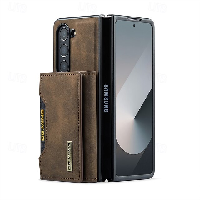 Phone Case For Samsung Galaxy Z Fold 6 Z Fold 5 Z Fold 4 Z Fold 3 Back Cover with Stand Holder Detachable Magnetic Retro TPU PC PU Leather