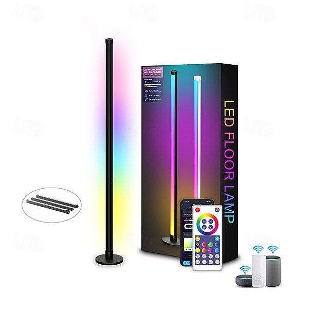 Graffiti Intelligent WiFi LED Smart Light LED Floor Lamp, Mesh Red Light with Music Sync, Color Changing Corner Standing Lamp with Remote & App Control, Timer, Ambiance Corner Lamp
