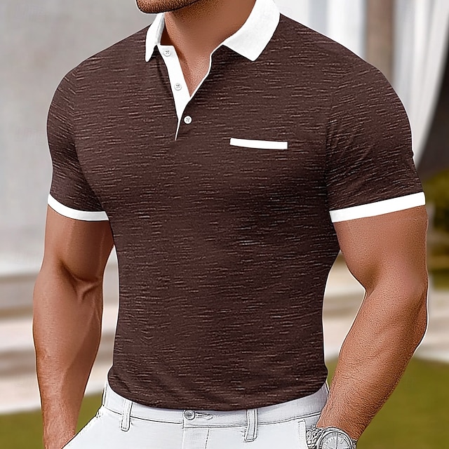  Bărbați Polo sport Cămașă de golf Sport Rever Manșon scurt Modă De Bază Bloc Culoare Peteci Vară Fit regulat Negru Roșu-aprins Bleumarin Gri Deschis Polo sport