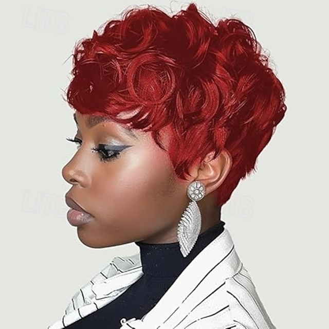  peruca de corte pixie peruca fofa peruca sintética curta cacheada moda feminina peruca de penteado pixie em camadas para mulheres negras peruca curta cosplay diária