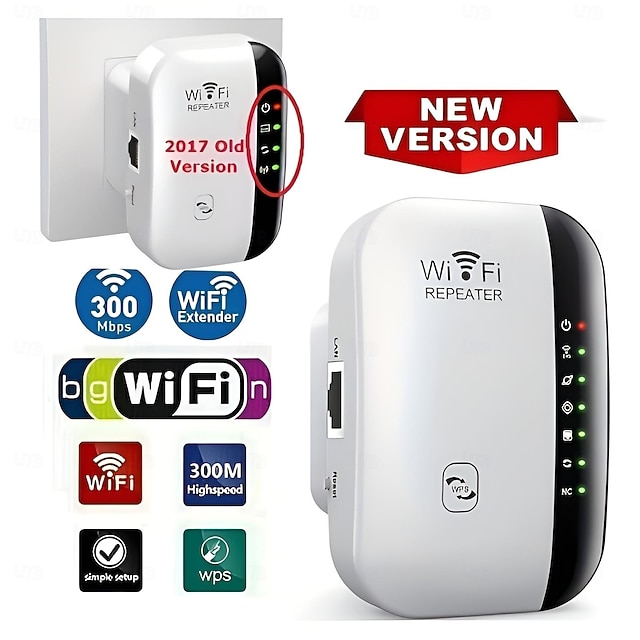 Répéteur Wi-Fi 300 Mbps, amplificateur d'extension Wi-Fi, amplificateur de signal Wi-Fi, point d'accès répéteur Wi-Fi sans fil longue portée 802.11n