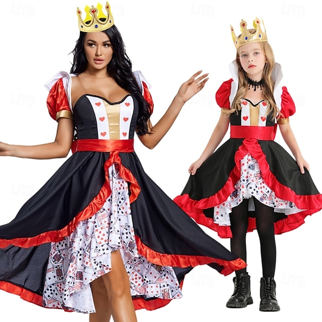  Alice in Wonderland Pohádka srdcová královna Červená královna Jed Halloween skupinové rodinné kostýmy Dětské Dospělé Dámské Dívčí Sexy kostým Výkon Večírek předvečer Všech svatých Karneval Plesov