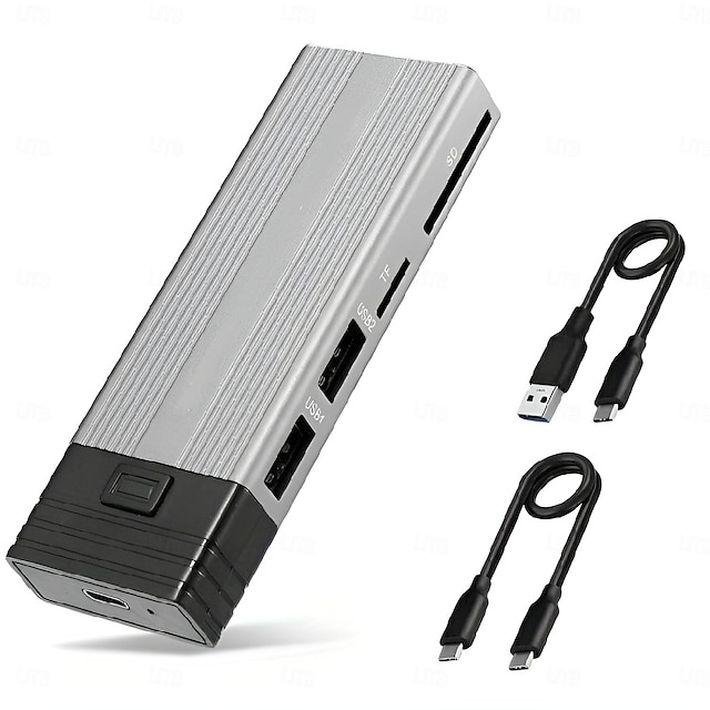  Adaptador de gabinete ssd m.2 nvme com leitor de cartão de protocolo duplo usb 3.1/3.2 &hub usb tipo c conversor caso