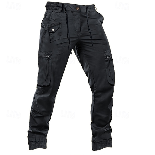  Homens Calças Cargo Calças Calça casual Com Cordão Cintura elástica Bolso multi Tecido Conforto Macio Comprimento total Ao ar livre Diário Feriado Moda Roupa de rua Preto Verde Micro-Elástica