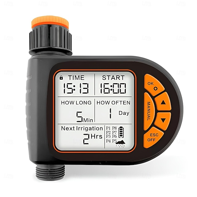  Dispositif de contrôle d'irrigation de jardin à écran LCD intelligent, contrôleur d'irrigation à économie d'eau automatique, minuterie d'arrosage numérique pour plantes d'extérieur