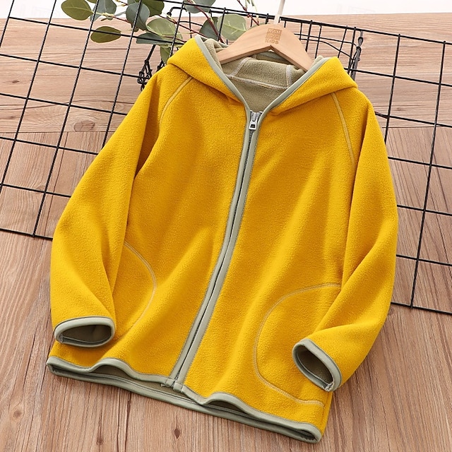  Unisex Pojkar Flickor 3D Färgblock Kappa Ytterkläder Långärmad Höst Vinter Streetwear Sport Grundläggande Barn 4-12 år Semester Sport Dagligen Normal