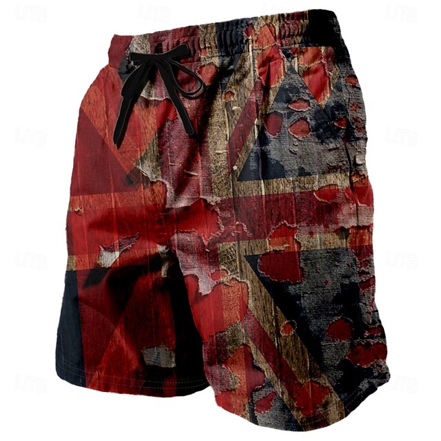 Men's Color Block Optical Illusion Sweat Shorts Beach Shorts Terry Shorts Mid Waist Vintage Casual Daily Holiday Streetwear Drawstring Elastic Waist 3D Print Designer Clothing Apparel4