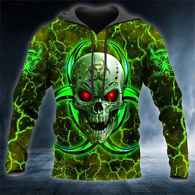 Men's Skull Graphic Prints Hoodie Hoodies Sweatshirt Pullover Hoodie ...