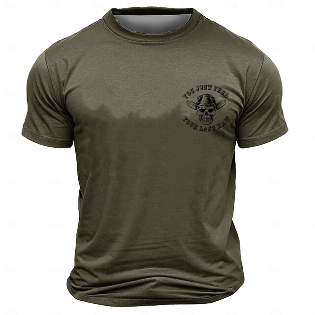 Men's Skulls T Shirt Short Sleeve T shirt 3D Print Crew Neck Shirt Fashion Athleisure Street Sports Outdoor Dark Green Summer Spring Clothing Apparel S M L XL XXL XXXL4
