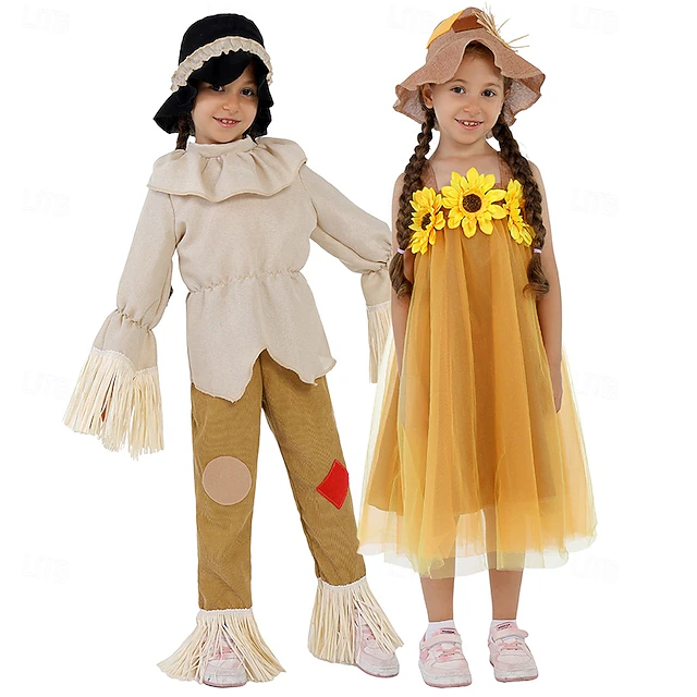Scarecrow Carnival Costume Cosplay Costume Kids Boys Girls' Performance Masquerade Easy Carnival Costume 8