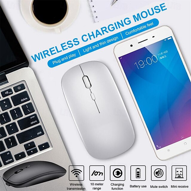  souris optique sans fil souris récepteur usb 2,4 ghz mini souris portable rechargeable niveaux de dpi réglables souris bluetooth souris
