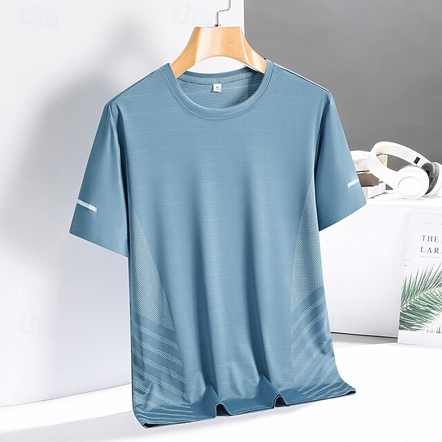  Homens Camiseta Manga Curta Gola Redonda Camiseta Camiseta muscular Camisa de manga curta Ao ar livre Secagem Rápida Exercite-se Macio Poliéster Retalhos Preto Branco Azul Real Academia Alpinismo