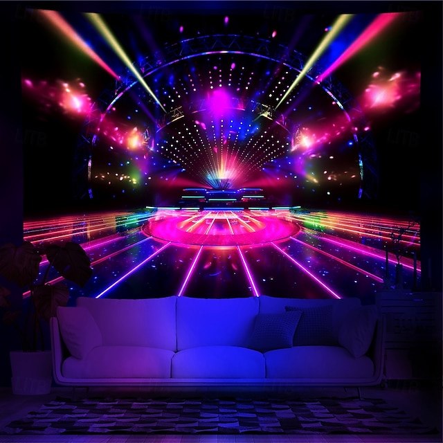  Blacklight Tapestry UV Reactive Glow in the Dark Glow Party Neon Party Ideas Hanging Tapestry Wall Art Mural for Living Room Bedroom