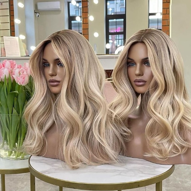  Perruque Cheveux vierges non transformés 13x4 devant en dentelle Cheveux Brésiliens Ondulé Multicolore Partie libre Femme Densité 130% 150% Dégradé de Couleur Ligne de Cheveux Naturelle 100% vierge