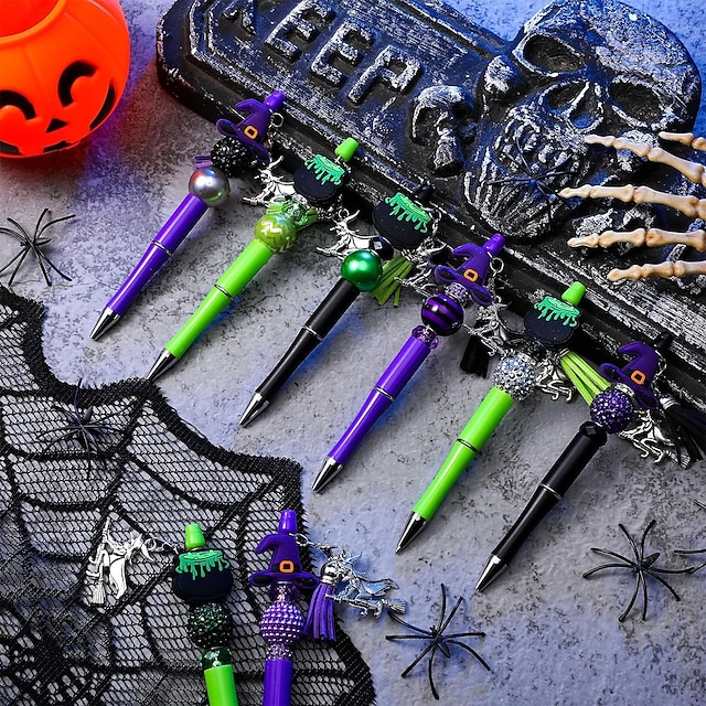  conjunto de caneta esferográfica com contas para presente de formatura de professor aluno, festa de halloween com fechos de lagosta