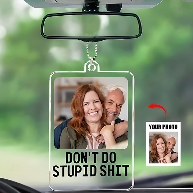  Personligiseret bil foto ornament skræddersyet bedste gave til far akryl bakspejl tilbehør fars dag mors dag bryllup jubilæum gave
