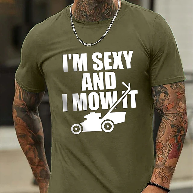 Men's Car Letter Printed T Shirt Tee Top 100% Cotton Short Sleeve Graphic Shirt Army Green Dark Blue Comfortable Tee Street Sports Outdoor Fashion Designer Clothing 5