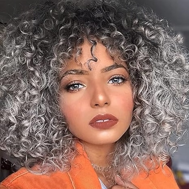  perucas afro loiras cacheadas para mulheres negras, peruca loira crespa com franja cabelo sintético resistente ao calor para uso diário