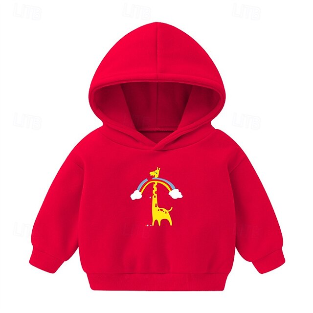 Pojkar Flickor 3D Giraff Huvtröja Långärmad Höst Vinter Mode Grundläggande Lilla barn (4-7år) 4-7 år Huva Utomhus Ledigt Dagligen Normal