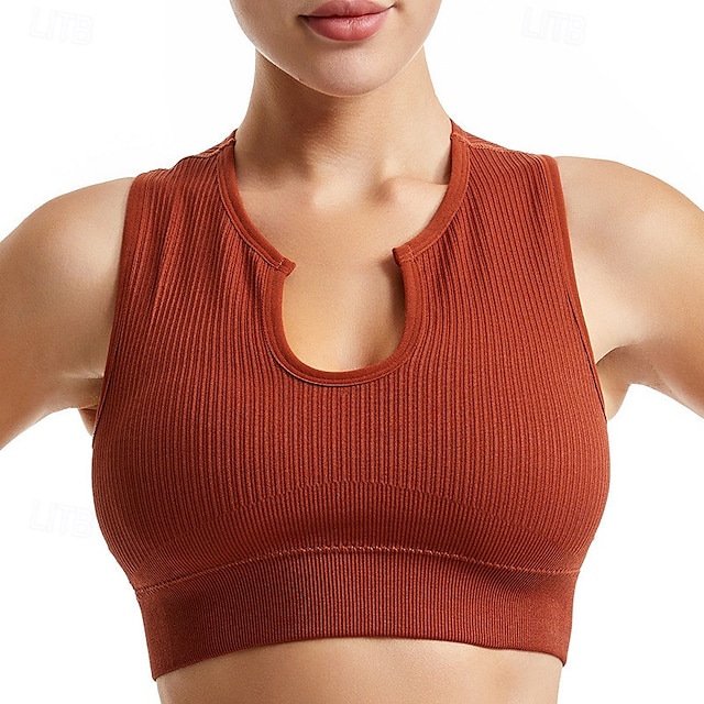  Dames Lichte ondersteuning Sport bh's Running BH Beugelloos Controle over meebewegen Goede top Gewatteerd Fitness Recreatiesport Hardlopen Ademend Lichtgewicht Zacht aquablauw Zwart Wit Effen