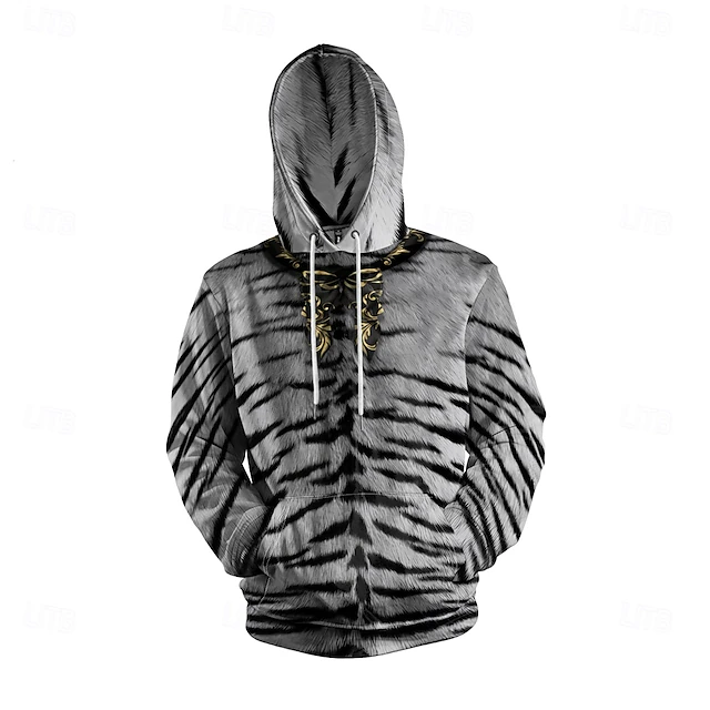 Men's Graphic Tiger Skin Hoodie Hoodies Sweatshirt Vacation Daily Long Sleeve Hooded Vacation Sports Outdoor Going out White Printing Winter Spring & Fall Designer 7