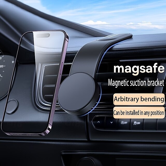  Magnetic Car Phone Mount Easy Stick On Rotatable Dashboard & Center Console Holder
