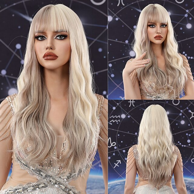  Synthetische pruiken Uniformen carrière Kostuums Prinses Gekruld Golvend Middelste stuk Gelaagd kapsel Machinegemaakt Pruik 61.0 cm Lichtbruin Synthetisch haar Dames Cosplay Feest Modieus Bruin