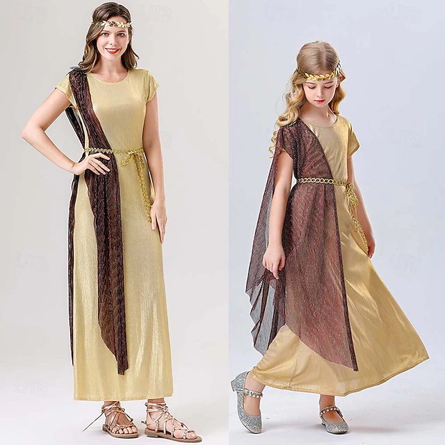 Goddess Carnival Costume Dress Halloween Group Family Costumes Kid's Adults' Women's Girls' Medieval Ancient Greek Rome Performance Party Halloween Carnival Easy Carnival Costume 17