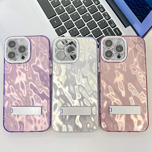 téléphone Coque Pour iPhone 16 Pro Max Plus iPhone 15 14 Pro Max Plus iPhone 13 Pro Max Coque Arriere Avec Support Protecteur d'objectif de caméra Antichoc Placage PC