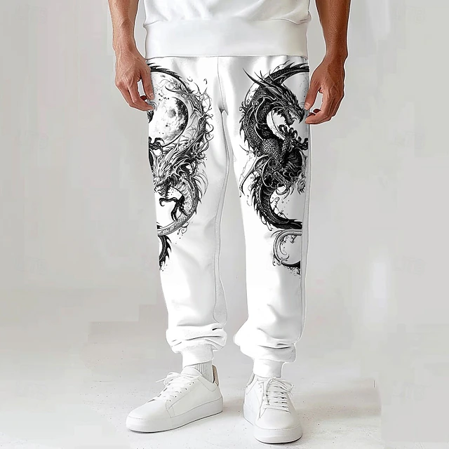 Men's Sweatpants Joggers 3D Print Skull Full Length Party Daily Casual White Micro-elastic4