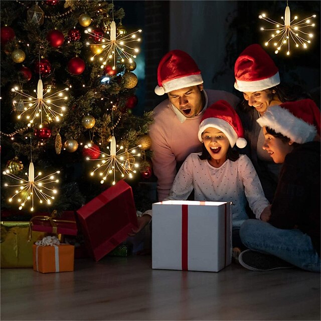  200led luci decorative per fuochi d'artificio, esplosione di tarassaco, stelle, luci a corda, design con filo di rame, tenda luminosa, batteria a energia solare opzionale, scatola usb 1 pz