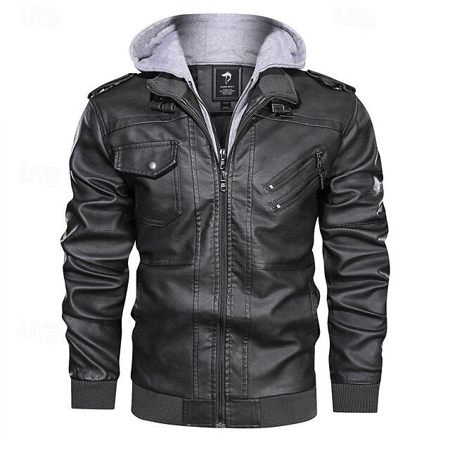 Men's Faux Leather Jacket Biker Jacket Motorcycle Jacket Daily Vacation