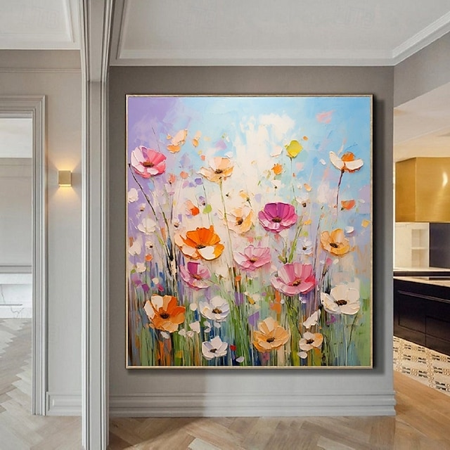 peinture à l'huile abstraite faite à la main avec des fleurs de prunier, couteau à palette, art mural, impressionnisme texturé, peintures de fleurs, peintures décoratives modernes, art de la chambre