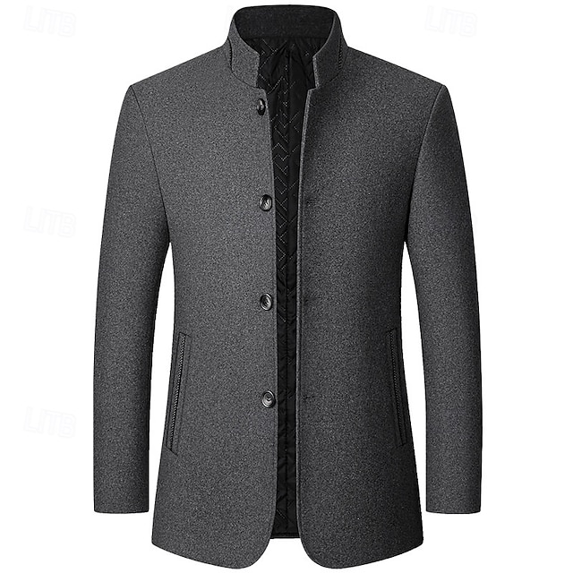  Herr Vinterkappa Yllekappa Trenchcoat Dagligen Semester Höst vinter Polyester Håller värmen Ytterkläder Kläder Mode Klassisk Slät Ficka Hög krage Enkelknäppt