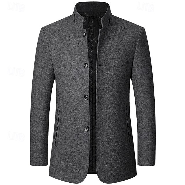 Men's Winter Coat Wool Coat Trench Coat Daily Vacation Fall & Winter