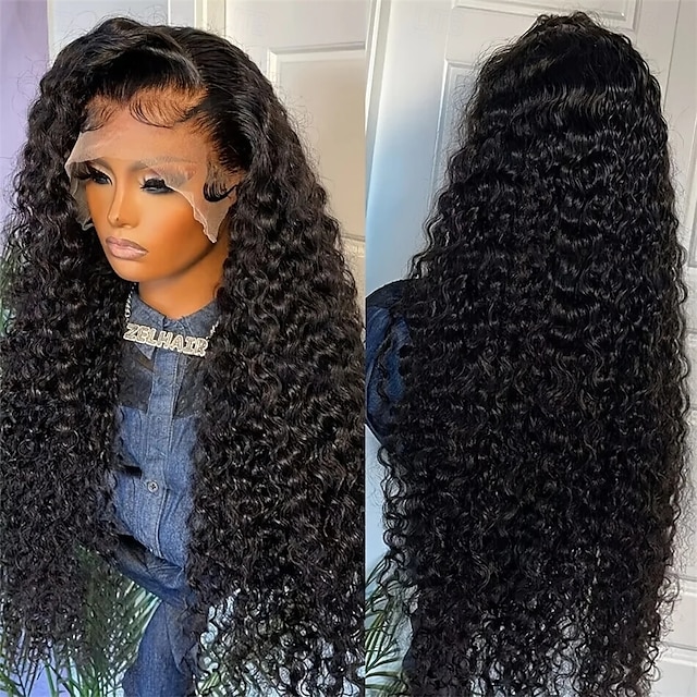  Parrucche per capelli umani ricci da 40 pollici, parrucca frontale in pizzo per capelli umani per donne, scelta senza colla, onda profonda, parrucca frontale in pizzo HD 6x6