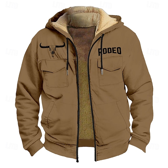  Homens Vaca Tosão Moletom Moletons Moletom Manga Longa Moletom com capuz Com Capuz Moda Impressão 3D Feriado Caça Streetwear Azul Marron Zíper Bolsos Outono Inverno Designer