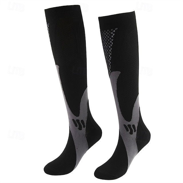 2 Paar Herren Kompressionsstrümpfe Wandersocken Außen Atmungsaktiv Weich Dehnbar Komfortabel Socken Kompressionssocken Patchwork Chinlon Schwarz Weiß Leicht Rosa für Jagd Radsport / Fahhrad Camping