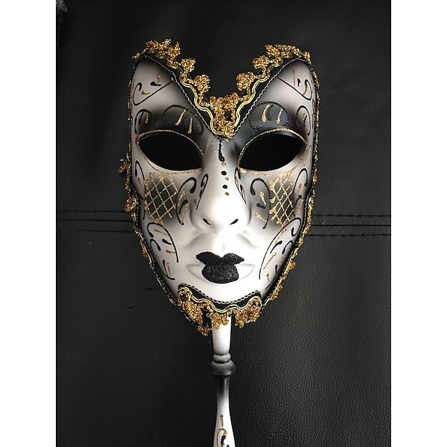  Halloween Maschera Maschera veneziana Maschera su un bastone Maschera di Carnevale Adulti Unisex Halloween Carnevale martedì grasso Abbigliamento da sera Mascherata Balli di fine anno Costumi di