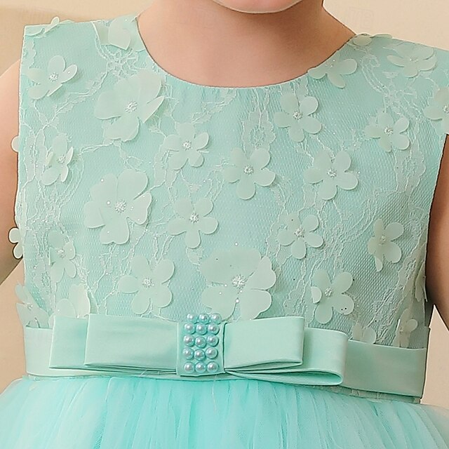Kids Girls' Party Dress Solid Color Sleeveless Wedding Special Occasion