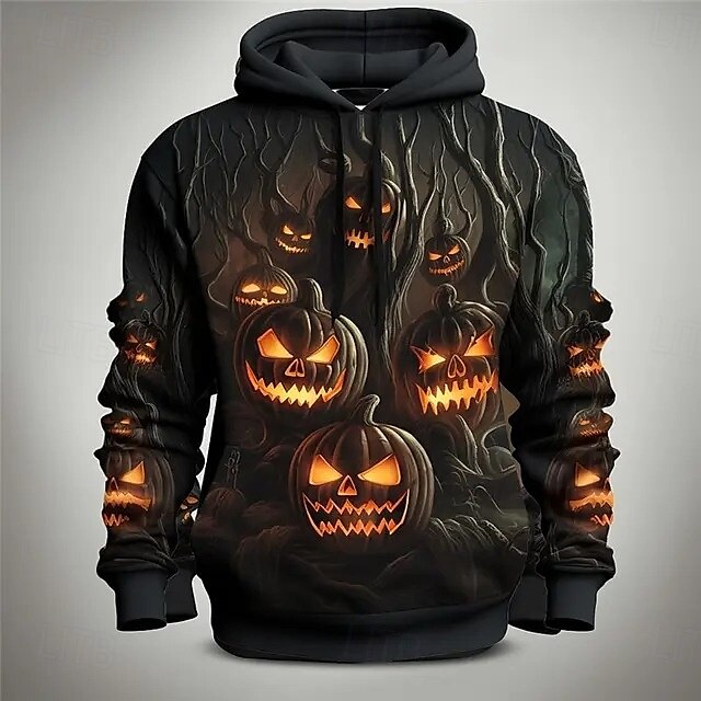  Pumpkin Hoodie Pullover Halloween 3D Front Pocket Graphic For Couple's Men's Women's Adults' Halloween Carnival Masquerade 3D Print Party Casual Daily