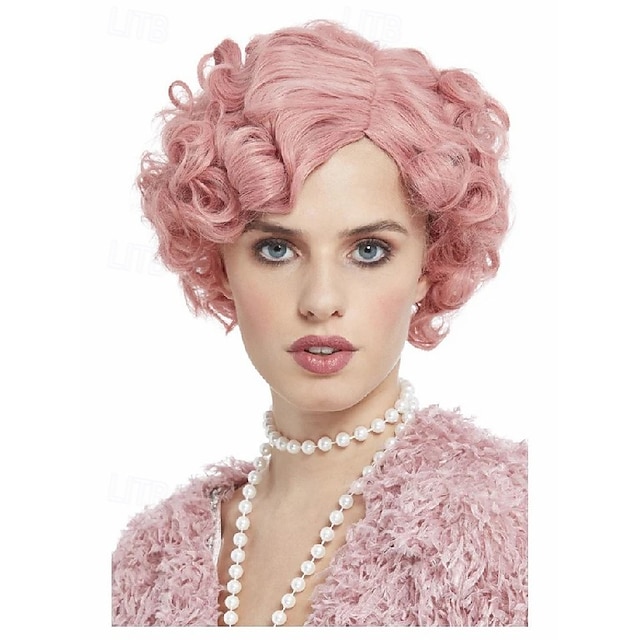  Parrucca Flirty Flapper Anni '20 Rosa Pastello Parrucca Halloween Cosplay Festa